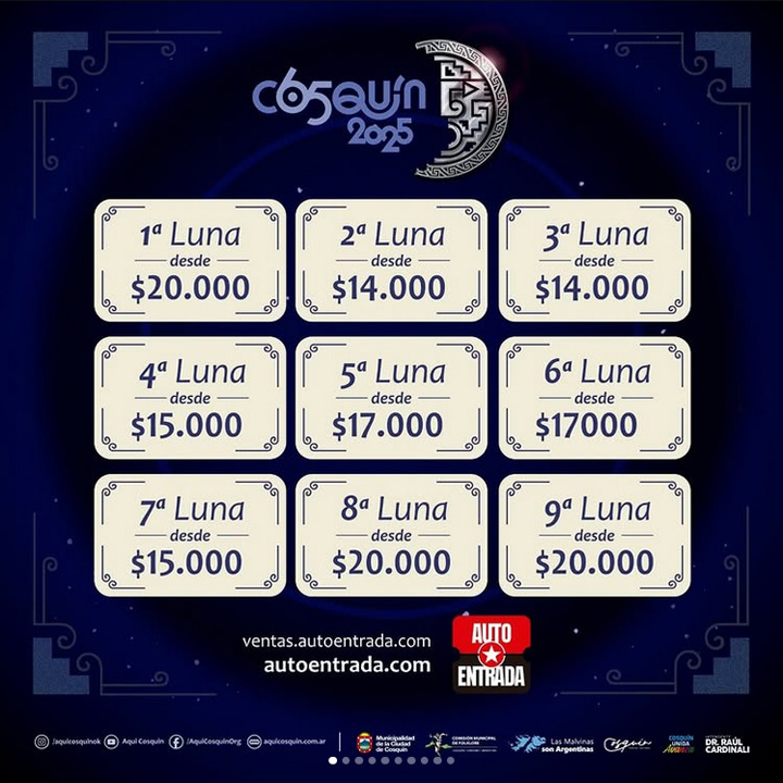 Grinfeld - Venta de Entradas Festival de Cosquin 2025 - Costos